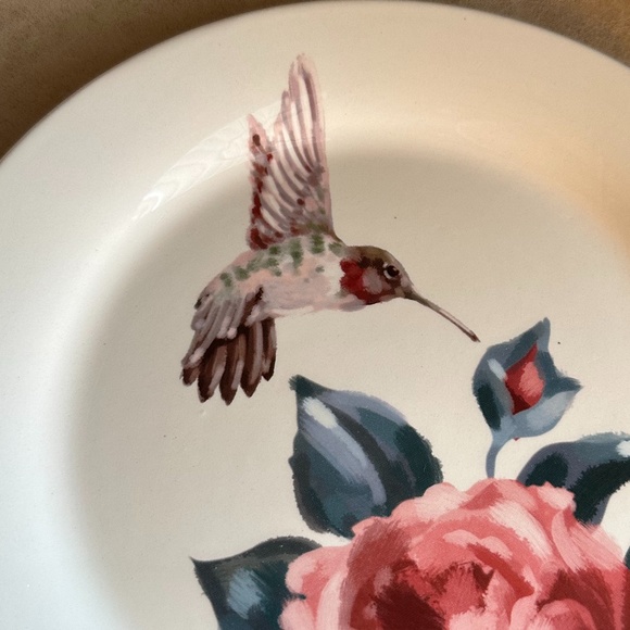 Set of 2 Pier 1 Hummingbirds and Roses 8.75" Ironstone Salad/Lunch Plates - Picture 5 of 10